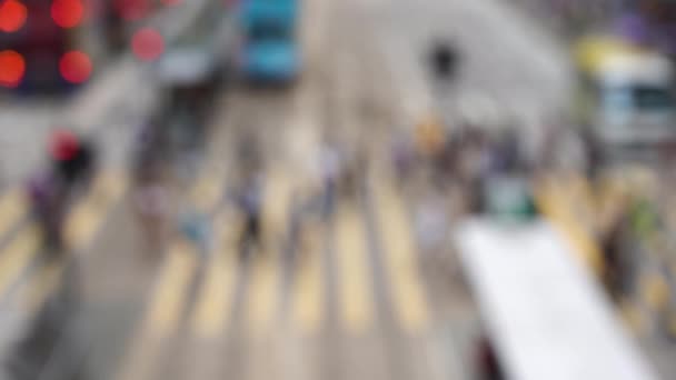 Vage Menigte Van Mensen Hong Kong Drukke Crosswalk Slow Motion — Stockvideo