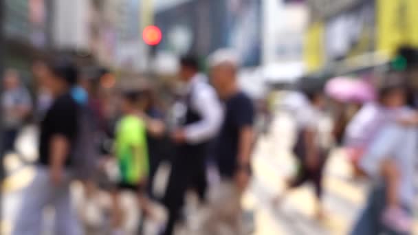 Multidão Turva Pessoas Hong Kong Movimentada Passadeira Slow Motion — Vídeo de Stock