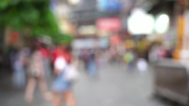 Vage Menigte Van Mensen Hong Kong Drukke Crosswalk Slow Motion — Stockvideo