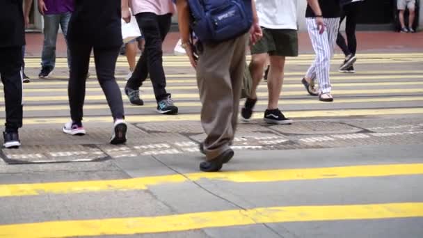 Гонконг Китай Липень 2019 Повільний Рух Жвавих Вулиць Торгового Району — стокове відео