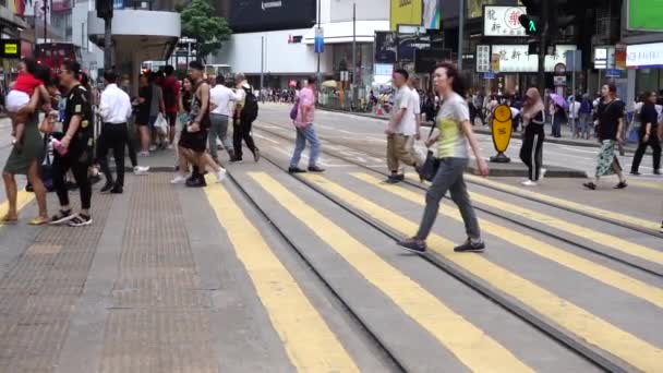 Hongkong China Juli 2019 Zeitlupe Der Belebten Straßen Des Einkaufsviertels — Stockvideo