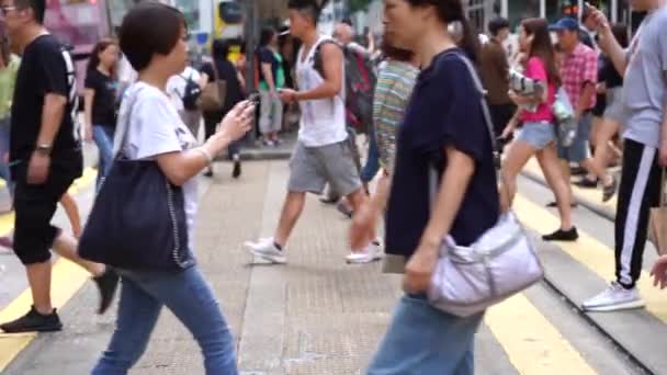 Hong Kong China Julio 2019 Movimiento Lento Calles Ocupadas Del — Vídeos de Stock
