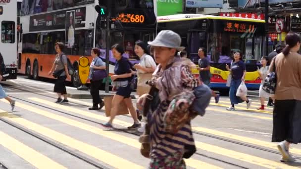 Hongkong China Juli 2019 Zeitlupe Der Belebten Straßen Des Einkaufsviertels — Stockvideo