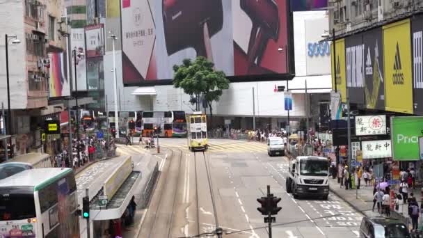 Hong Kong Kína July 2019 Lassú Mozgás Forgalmas Utcáin Causeway — Stock videók