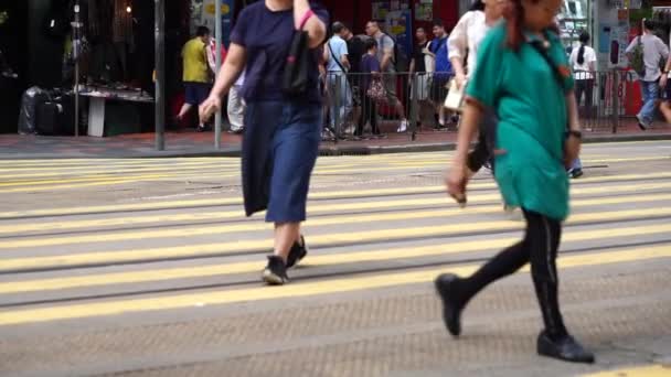 Hong Kong China July 2019 Slow Motion Busy Streets Causeway — Stock Video