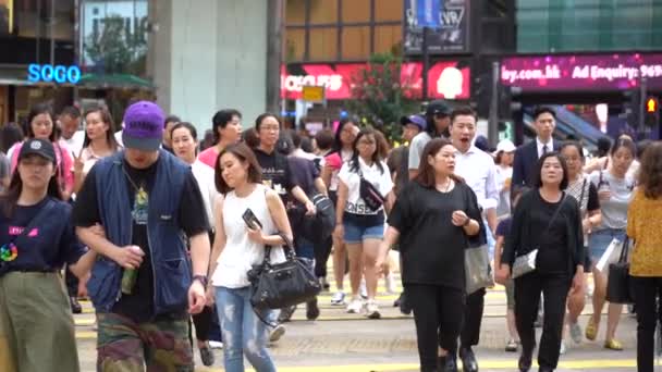 Hong Kong Kína July 2019 Lassú Mozgás Forgalmas Utcáin Causeway — Stock videók