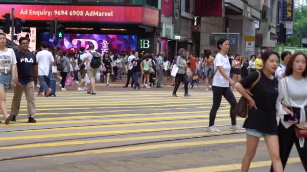 Hong Kong Kína July 2019 Lassú Mozgás Forgalmas Utcáin Causeway — Stock videók