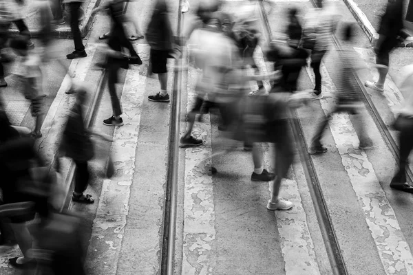 Pedestrian crossing at Busy City, Hong Kong; B&W style