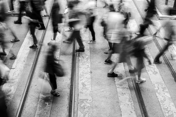 Pedestrian crossing at Busy City, Hong Kong; B&W style