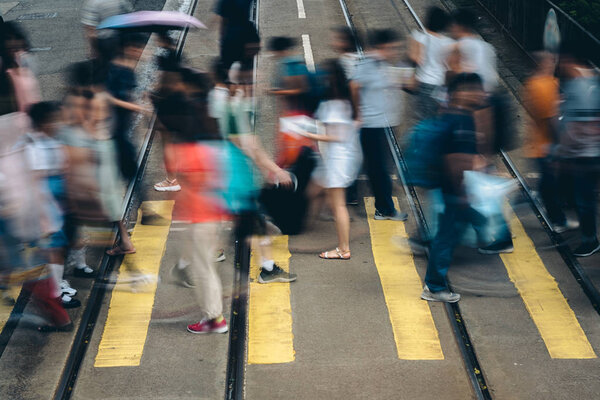 Pedestrian Crossing Busy City Hong Kong Stock Picture