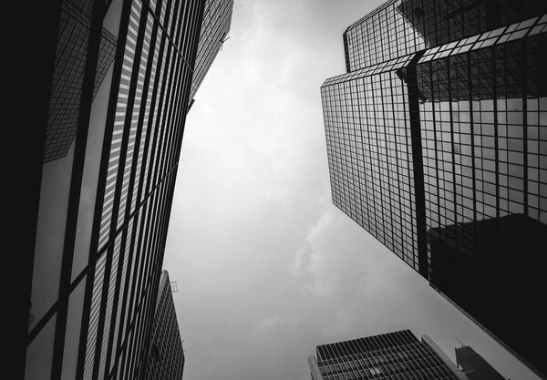 Commercial Buildings in Hong Kong; Black and White Tone