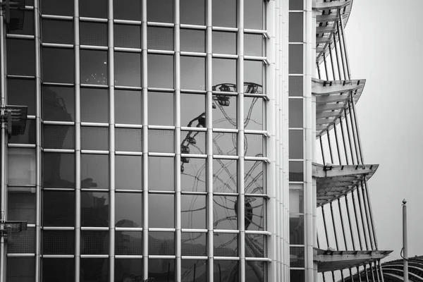 Hong Kong Commercial Building Close Up; Black and White Tone