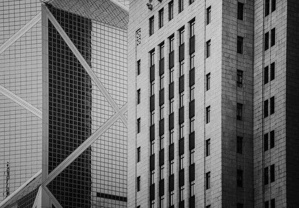 Hong Kong Commercial Building Gros Plan Tons Noir Blanc — Photo