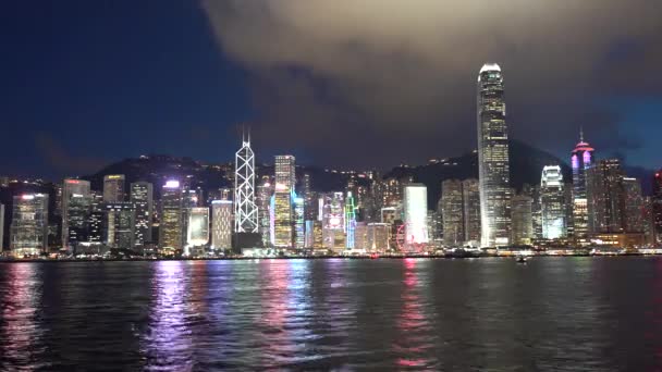 Hongkongský Mrakodrapy Noci Hyperztráta — Stock video
