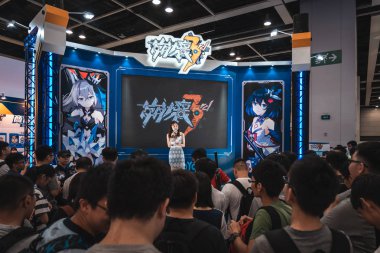 Hong Kong, Çin: 26 Temmuz 2019: birçok ziyaretçi Hong Kong Convention & Exhibition Centre 'da 21. ani-com & games Hong Kong 'a katılıyor.