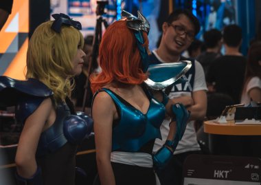 Hong Kong, Çin: 26 Temmuz 2019: birçok ziyaretçi Hong Kong Convention & Exhibition Centre 'da 21. ani-com & games Hong Kong 'a katılıyor.