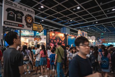 Hong Kong, Çin: 26 Temmuz 2019: birçok ziyaretçi Hong Kong Convention & Exhibition Centre 'da 21. ani-com & games Hong Kong 'a katılıyor.