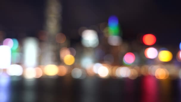 Blur Hong Kong Victoria Harbour Vista Nocturna Vista Nocturna Ciudad — Vídeos de Stock