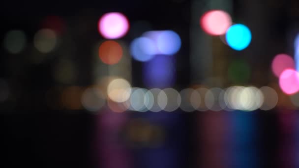 Blur Hong Kong Victoria Harbour Vista Nocturna Vista Nocturna Ciudad — Vídeos de Stock