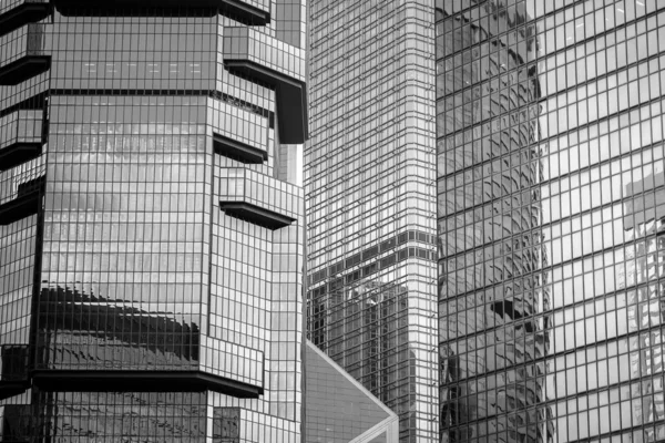 Bâtiment commercial de Hong Kong Gros plan ; style noir et blanc — Photo