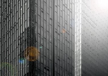 Modern Ticari Bina yakın çekim ; Siyah beyaz tarzı