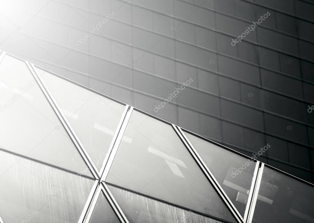 Modern Commercial Building close up ; Black and White style