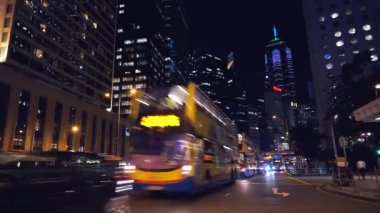 Hong Kong, Çin, 16 Eylül 2019: Gece yoğun trafik hiper atlama, Merkez, Hong Kong
