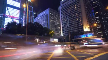 Hong Kong, Çin, 16 Eylül 2019: Gece yoğun trafik hiper atlama, Merkez, Hong Kong