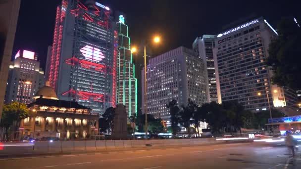 Hong Kong Kina Sep 2019 Hyper Lapse Upptagen Trafik Natten — Stockvideo