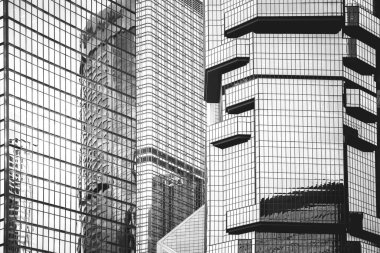 Hong Kong Ticari Bina Close Up; Siyah beyaz tarzı
