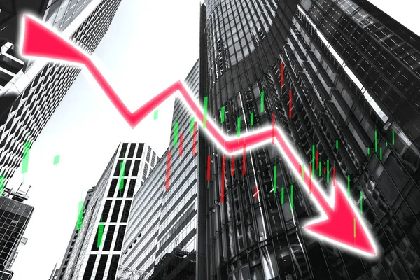 Aktienindex-Graph und Chart in modernem Gebäude Hintergrund — Stockfoto