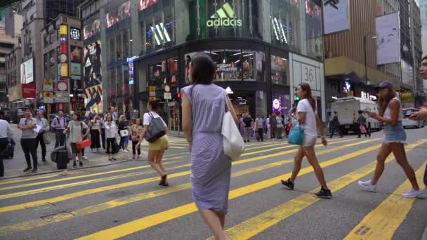 Hongkong Kina Okt 2019 Slow Motion Busy Streets Central District — Stockvideo