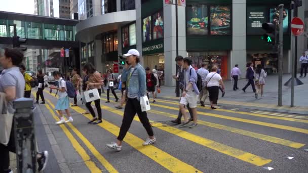 Hong Kong China Oct 2019 Slow Motion Busy Street Central — стокове відео