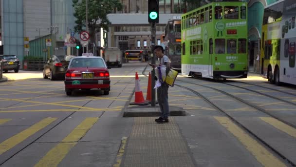 Χονγκ Κονγκ Κίνα Οκτ 2019 Slow Motion Busy Streets Central — Αρχείο Βίντεο