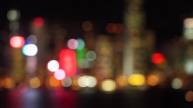 Hong Kong Victoria Limanı Bokeh Manzarası Gece: 4k