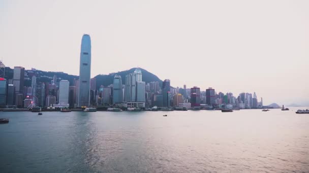 Timelapse Hong Kong Victoria Harbour Twilight View — Stock video