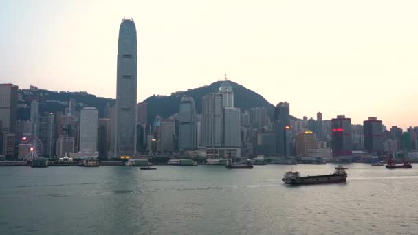 Timelapse Hong Kong Victoria Harbour Twilight View — Stock Video
