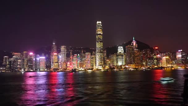 Timelapse Hong Kong Victoria Harbour Night View — Wideo stockowe