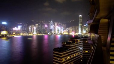 Geceleyin Hong Kong Victoria Limanı 'nda zaman aşımı