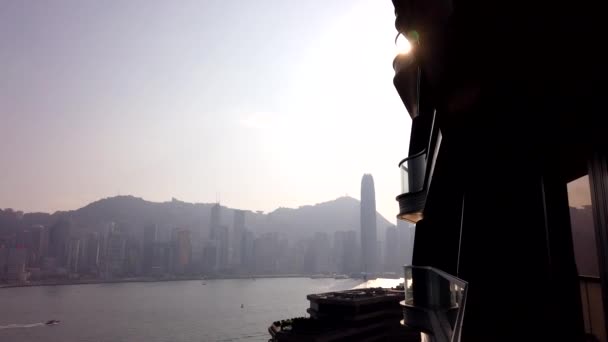 Gündüz vakti Hong Kong Victoria Limanı 'nda zaman aşımı — Stok video
