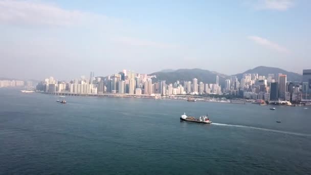 Upływ czasu w Hong Kongu Victoria Harbour w dzień — Wideo stockowe