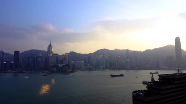 Hiperlapso Hong Kong Victoria Harbour Vista — Vídeo de Stock