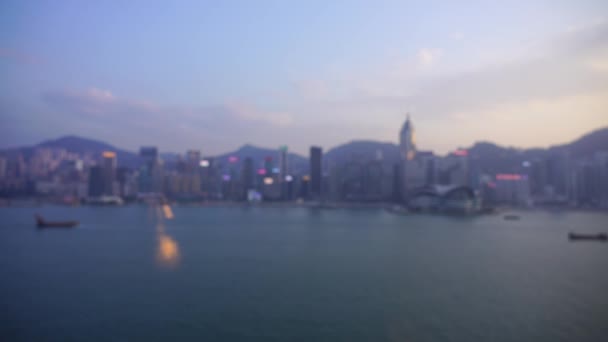Blur Hong Kong Victoria Vista Del Puerto — Vídeos de Stock