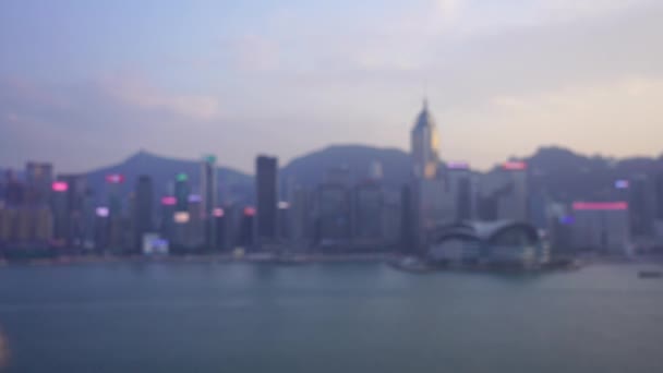 Blur Hong Kong Victoria Harbour Utsikt — Stockvideo