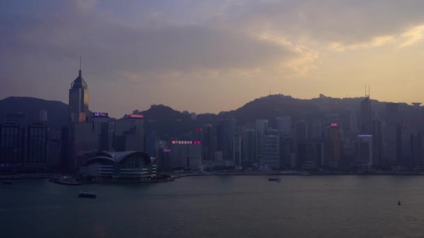 Вид Гавань Виктория Гонконге — стоковое видео