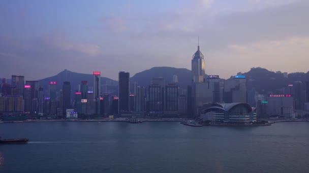 Вид Гавань Виктория Гонконге — стоковое видео