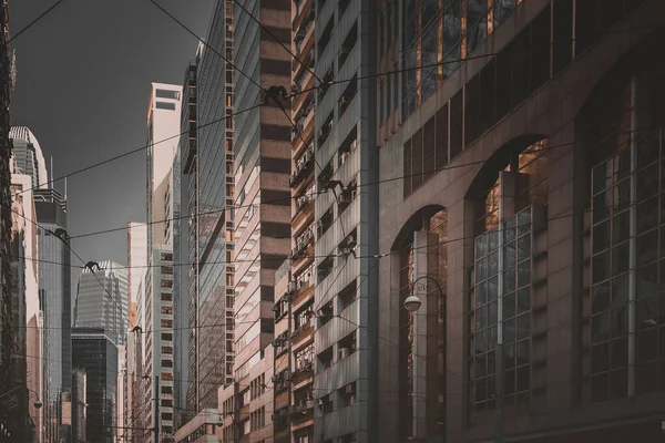 Hong Kong Business Building Closed Black Golden Color — Stock Photo, Image