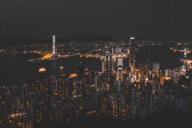 Peak 'ten Hong Kong Şehri Gece Manzarası; 