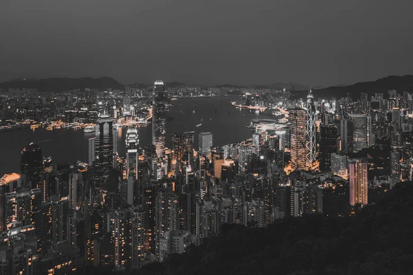 Hong Kong City Night View Peak — Stock fotografie