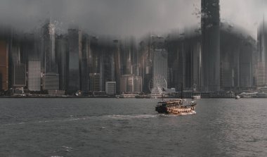 Soyut ve yatay hareket Hong Kong Şehri Görünümü; 